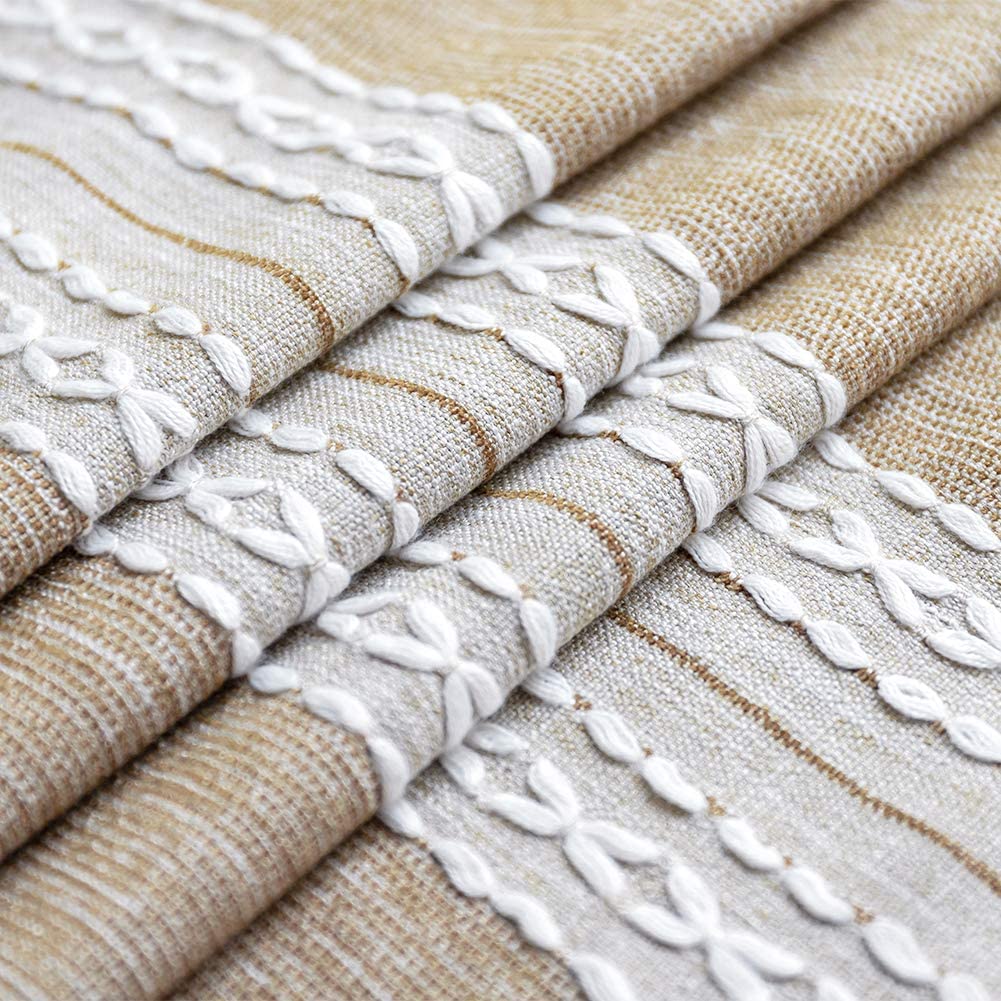 SUNBEAUTY Table Linens Rectangle 55x70 Tassel Tablecloth Cotton Linen Washable Wrinkle Free Stain Resistant Table Cloth Cover for Dining Table Kitchen Decorations