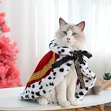 Lovelyshop pet Serial Lux Fur Red Cat Dog Cloak for Halloween Costumes, King Queen Prince and Princess Cosplay- S