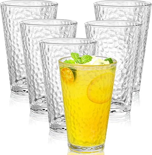 Miniatura 4 de Frcctre Paquete de 6 vasos de bebida vintage, vasos de agua románticos de 11 onzas, vasos de alta calidad, sin plomo, juego de cristalería para