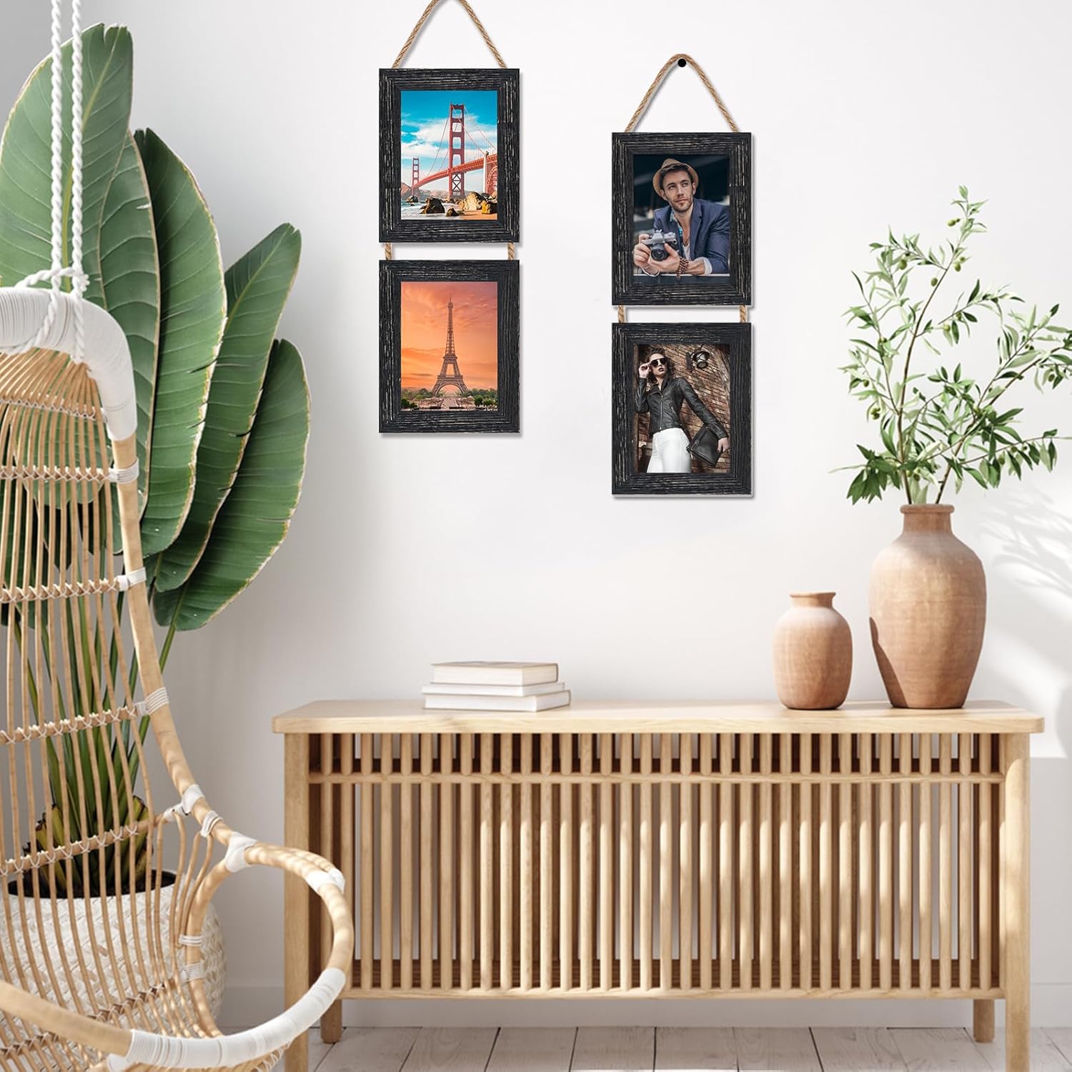 5x7 Wall Hanging Picture Frames Collage with 2 Opening Black Frames 2 Pack