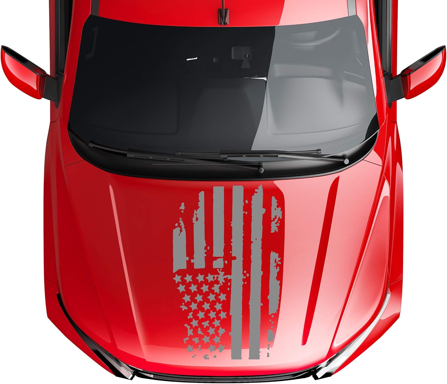 Tower Decals Distressed American Flag Truck Hood Vinyl Decal Matte Black 0065