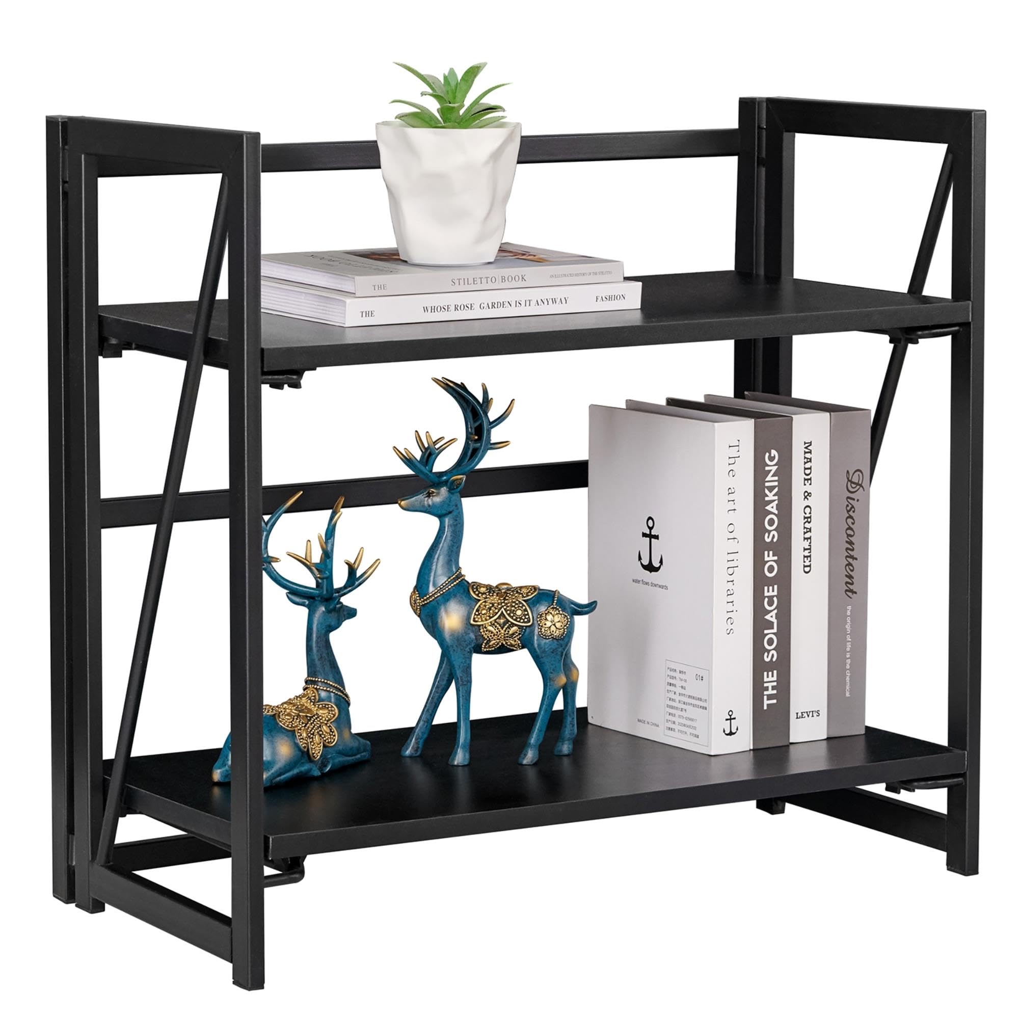 Étagère métallique noire 60 cm idéale pour ranger le salon