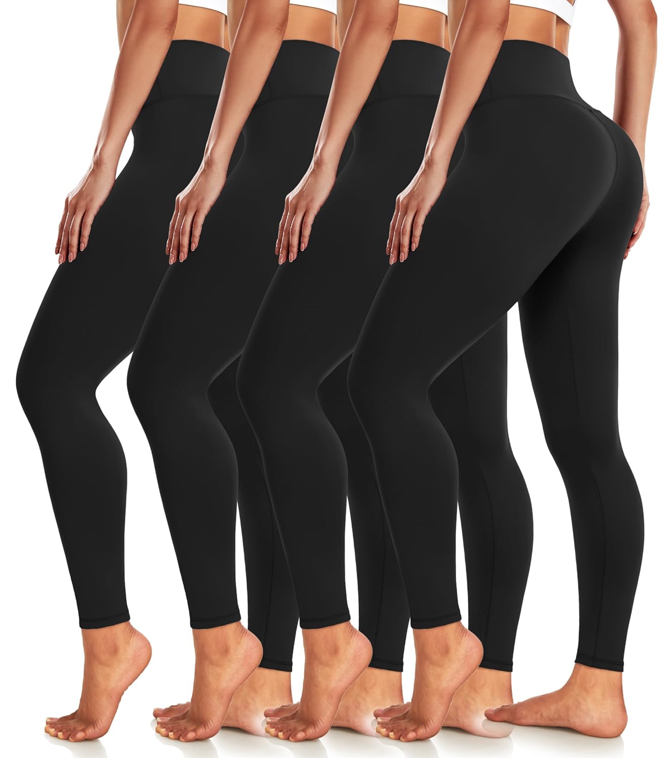 4 Pack Leggings for Women Butt Lift High Waisted Tummy Control No See-Through Yoga Pants Workout Running Leggings