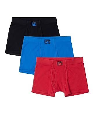 Jockey 3036 Boys Super Combed Cotton Rib Fabric Solid Trunk with Front Open Fly and Ultrasoft Waistband (Pack of 3)_Rich