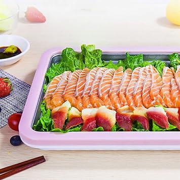 Rectangular Rolling Ice Cream Maker Ice Machine Tray Frozen Fresh-Keeping Plate Efficient Refrigeration No Need to Plug in for Ice Cream Sorbet Yogurt