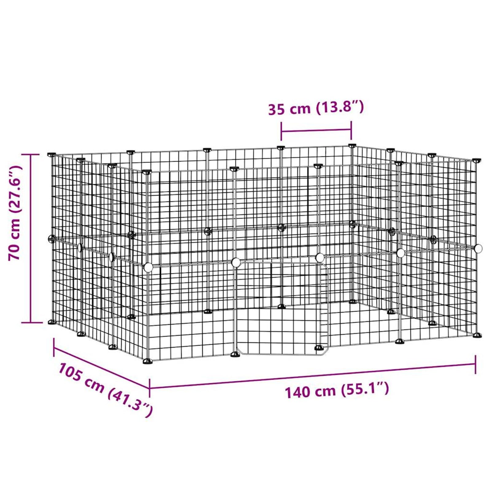 ShGaxin Jaula para Mascotas de 28 Paneles Puerta, Jaulas para Conejos, Jaula Cobaya, Valla para Mascotas, Recinto para Conejos, Cosas para Conejos, Parque para Conejos, Acero Negro 35x35 cm