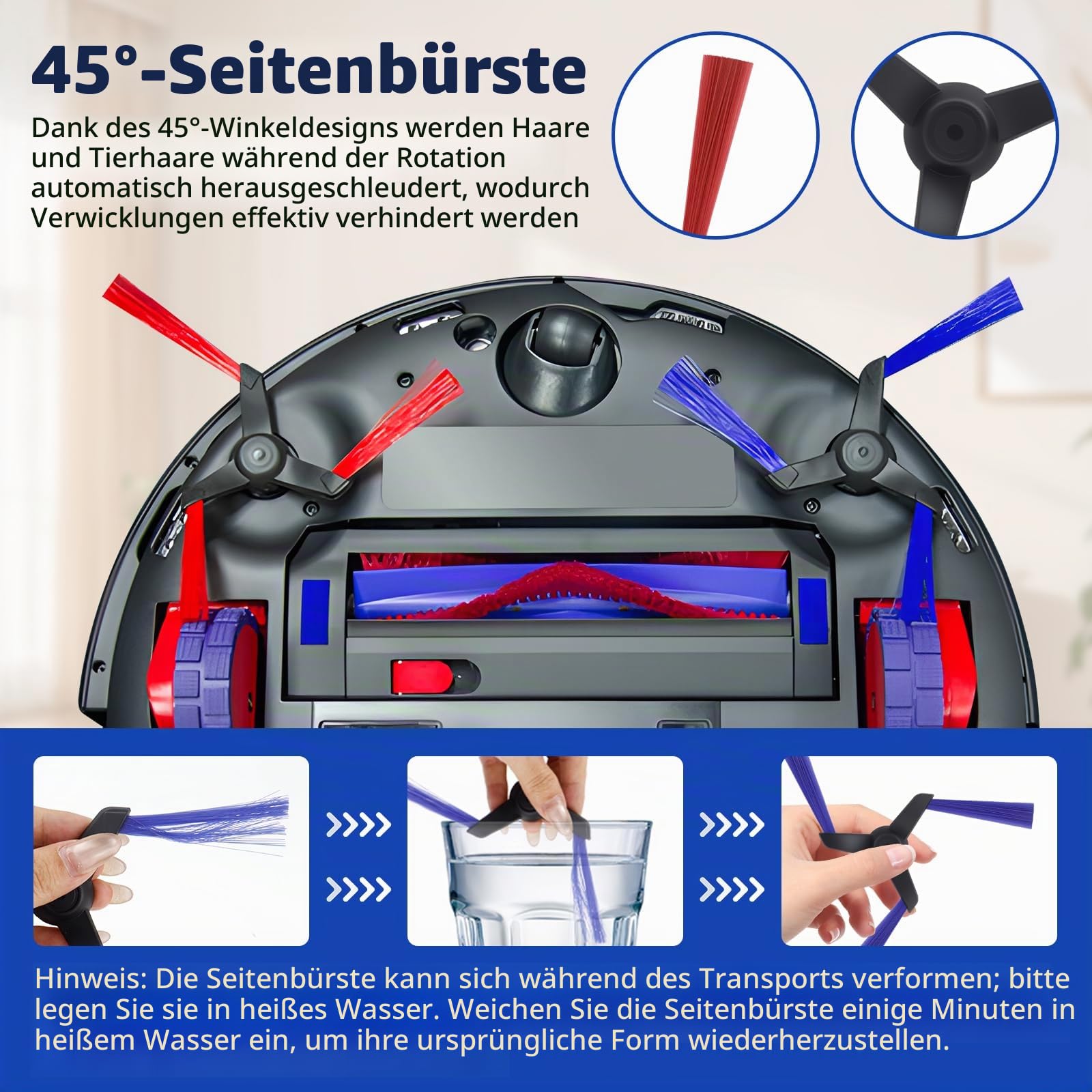 18 Stück Ersatzteile für Dyson Spot+ Scrub AI Roboter-Staubsauger, 2 Hauptbürsten, 2 Rollmopp, 8 Seitenbürsten, 6 HEPA-Filter