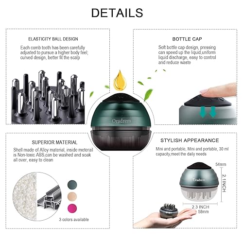 Miniatura 6 de Cepillo aplicador de cabello, cepillo de masaje para el cuero cabelludo, aplicador de tratamiento de raíces del cabello, apto para varias marcas,