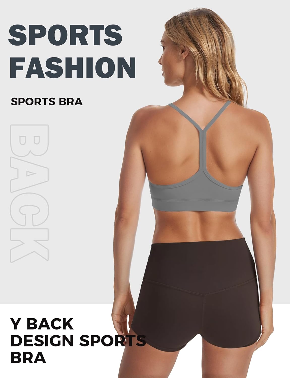 Buauty Y Back Sports Bra for Women, Low Impact Padded Racerback Spaghetti Strap Bras, Womens Workout Yoga Gym Tops - Image 3