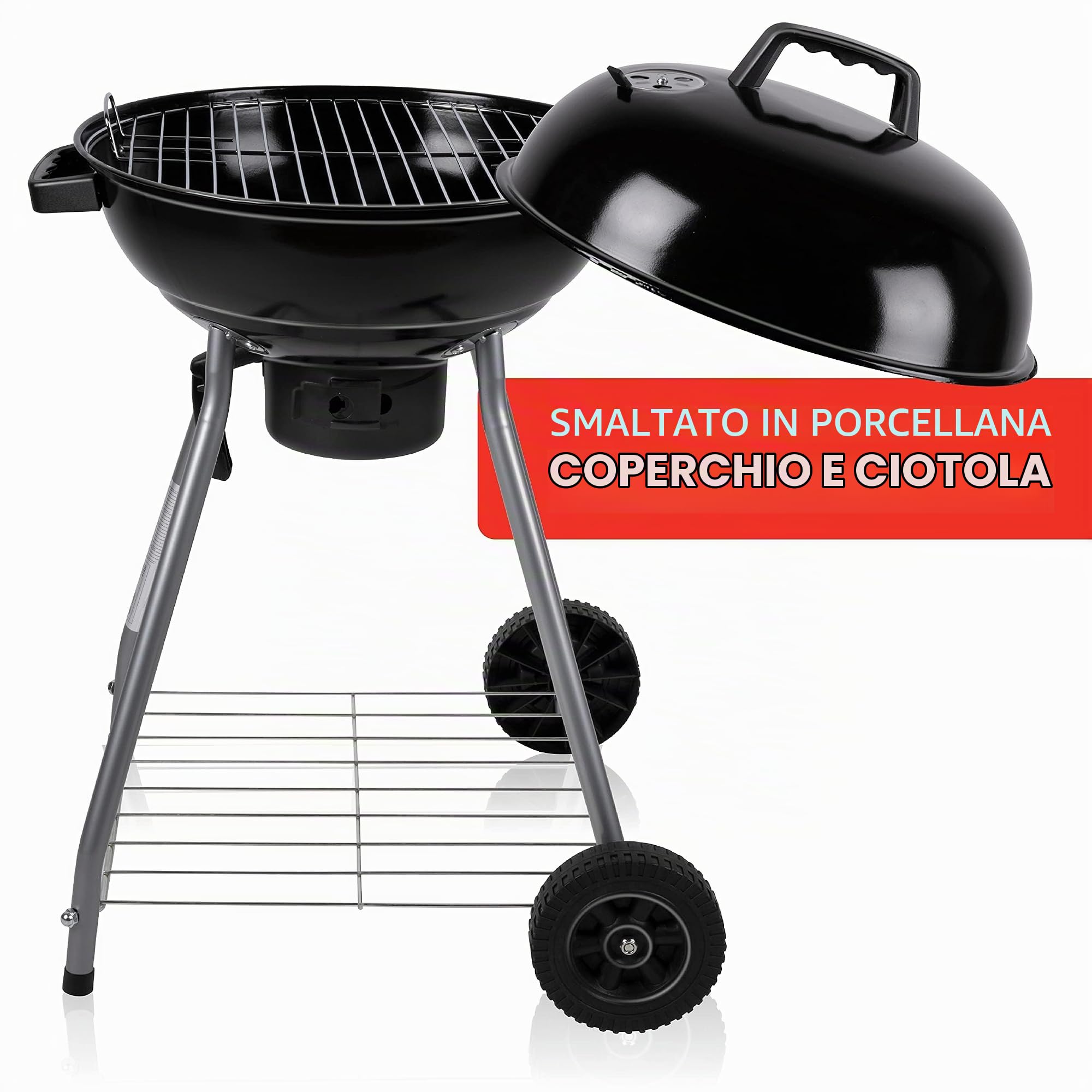 BBQ Collection Barbecue a Carbone - Barbecue a Sfera - BBQ - con Coperchio - Ø 45 cm - Nero