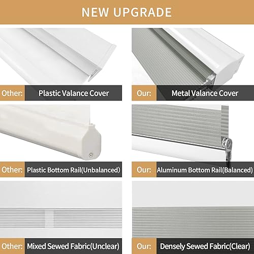 Miniatura 3 de Allbright Zebra - Persianas enrollables de doble capa para ventana, 45 pulgadas de ancho x 64 pulgadas de alto, color gris, persianas enrollables