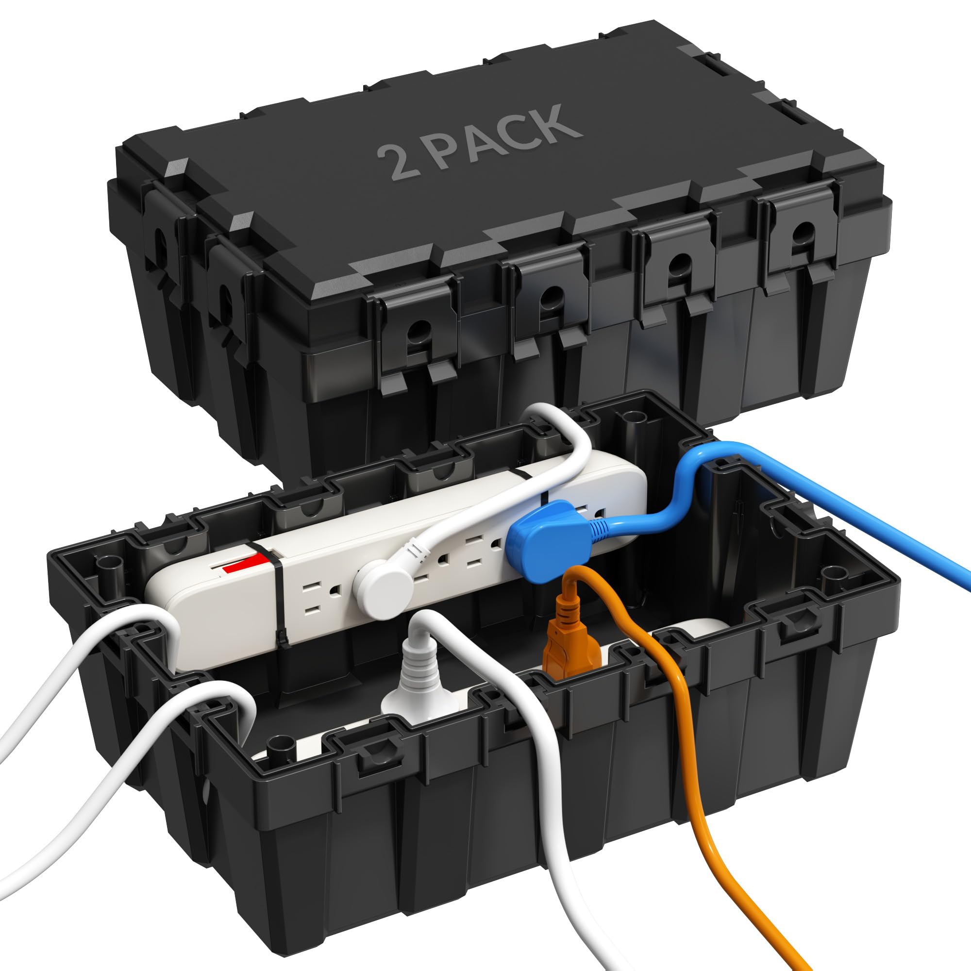 Elektrische Box für den Außenbereich, IP54, wasserdicht, große Verlängerungskabelabdeckung, 12 Eingänge (33 x 22,20 x 11,53 cm), Kabelstecker-Schutzbox für Steckdosenleiste, Urlaubsbeleuchtung
