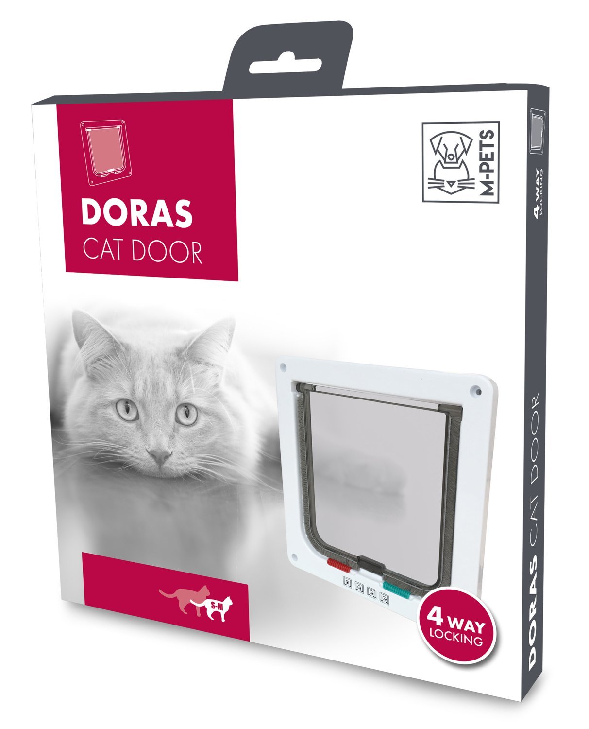 M-Pets Doras Cat White Door 192x200 4 Way Lock for Cats White