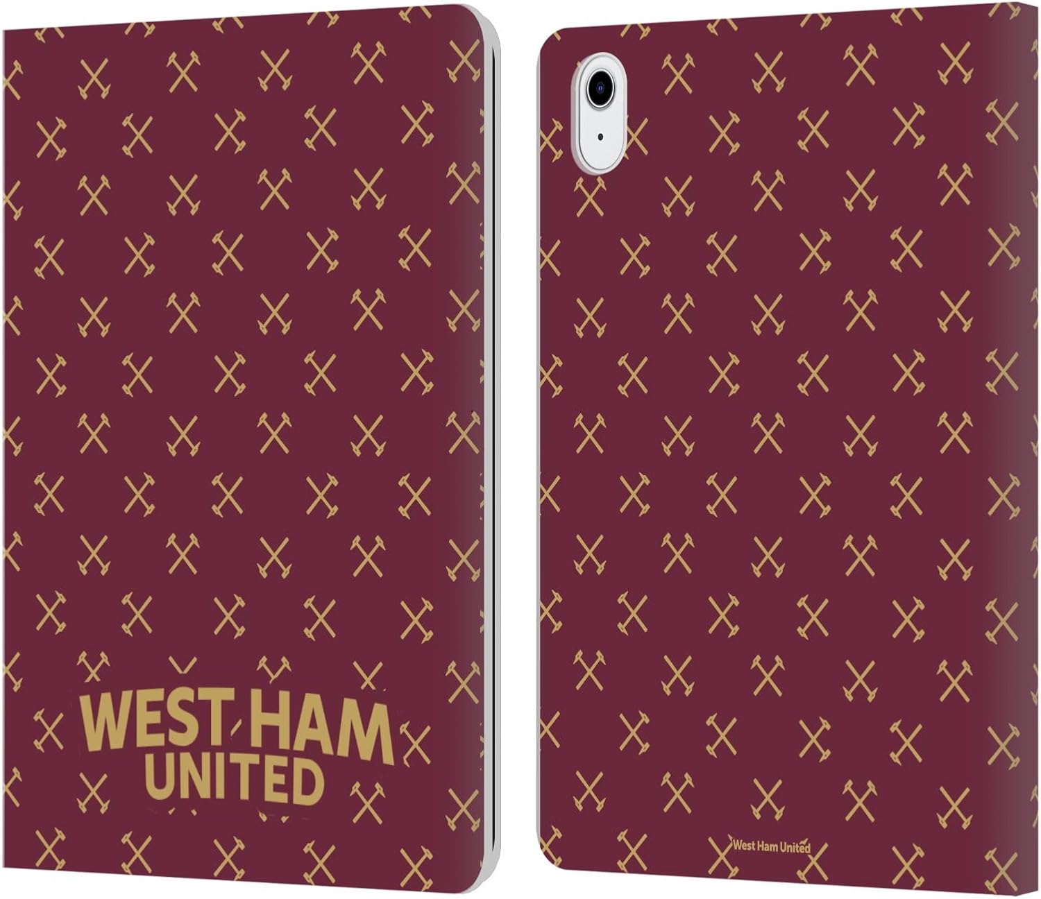 Head Case Designs Officially Licensed West Ham United FC Patterns Hammer Marque Kit Leather Wallet Case Compatible with Apple iPad Air 2 (2014)