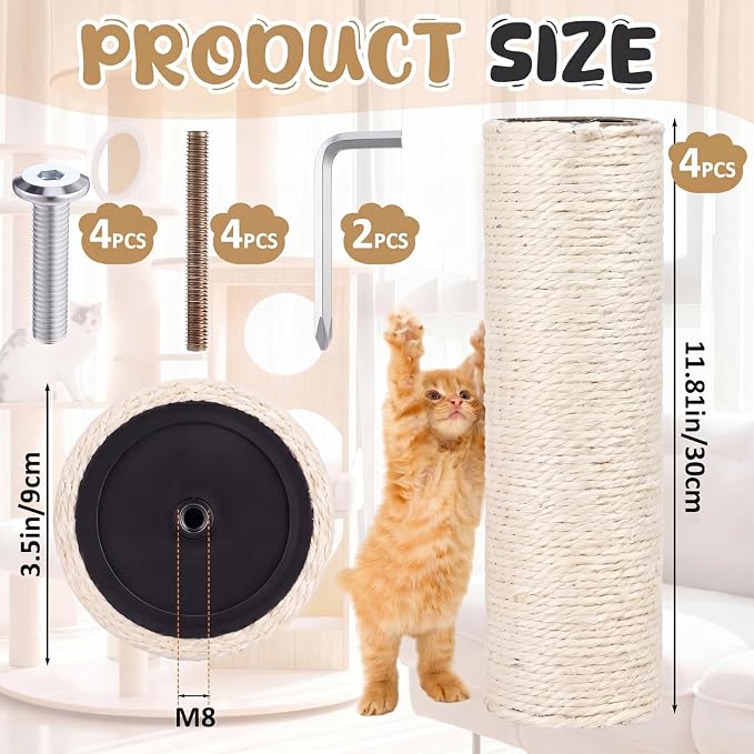 Repuesto para Rascador Gato 4 Piezas Poste Sisal 30x9 cm miniatura 2