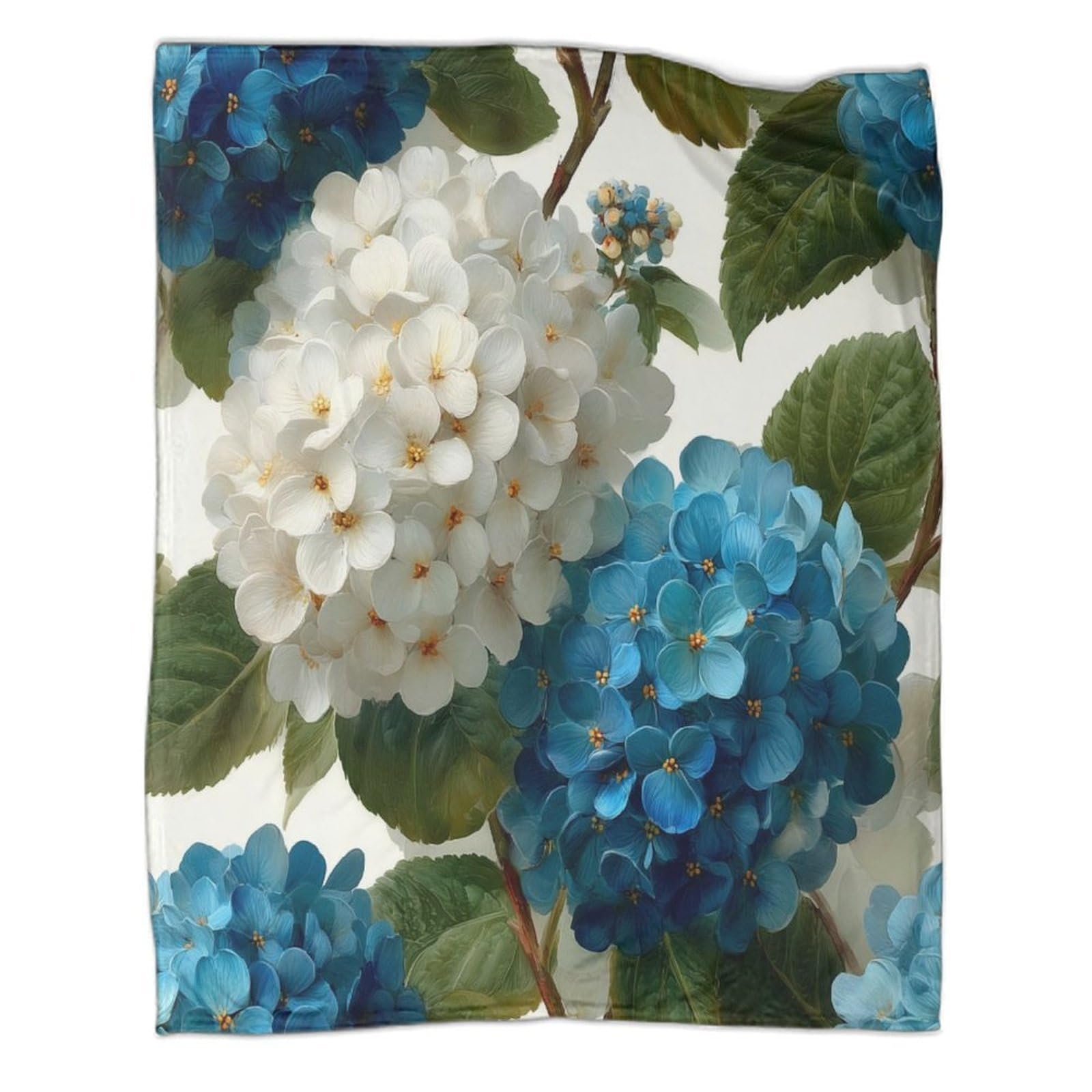 kaiyun Watercolor Hydrangea Patterned Throw Warm for Camping Outdoor Lightweight for Sofa Bed 80x90inch(200x230cm)