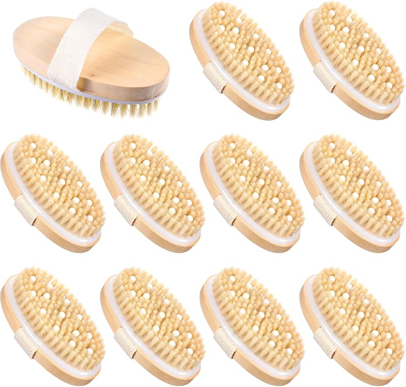 Molain Escova Corporal para Banho com Cerdas Naturais e Nódulos de Massagem, Pacote com 10
