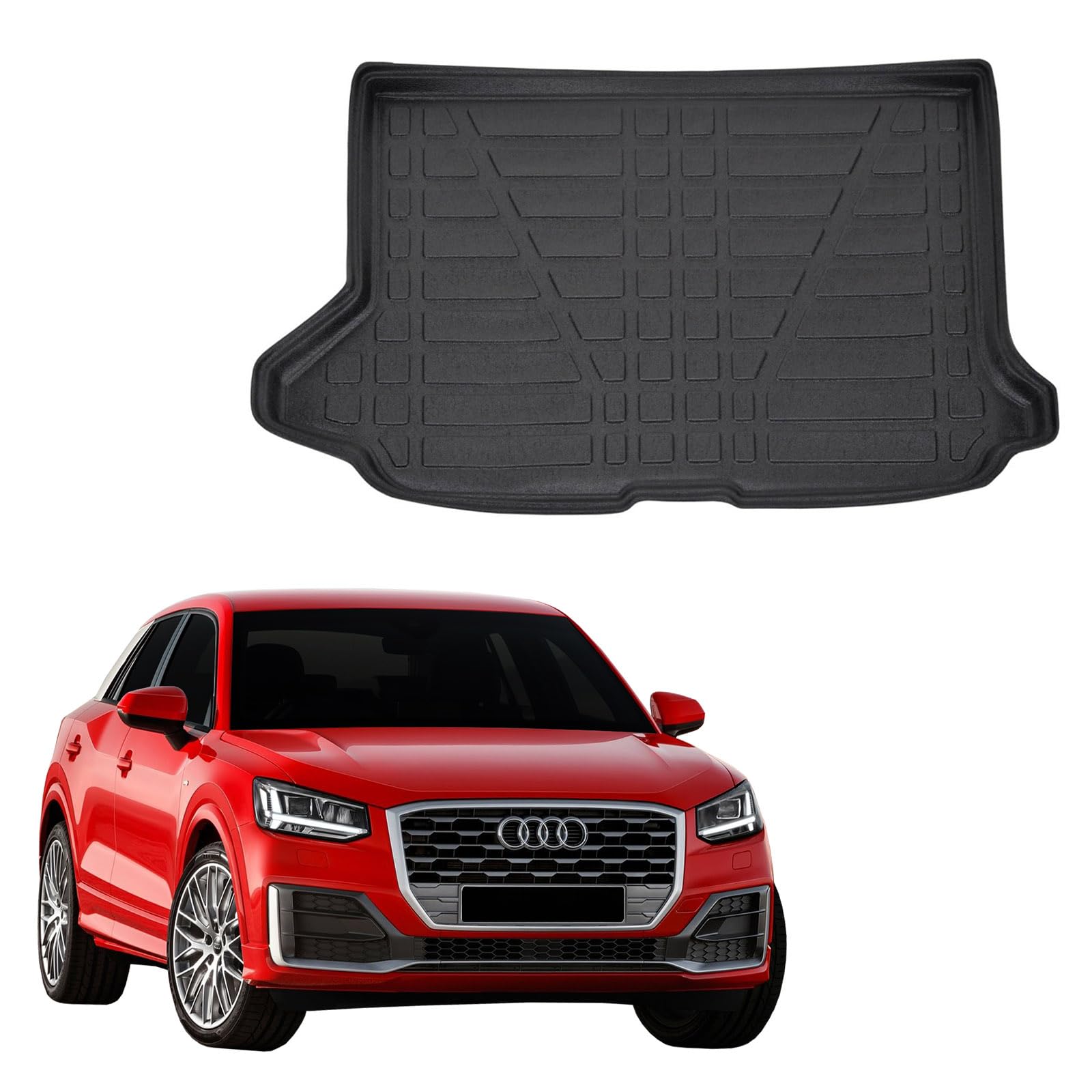 SCOUTT Vasca Bagagliaio per Audi Q2 Dal 2016, in TPE su Misura, Proteggi Baule con Bordo Alto 4 cm, Antiscivolo, Inodore