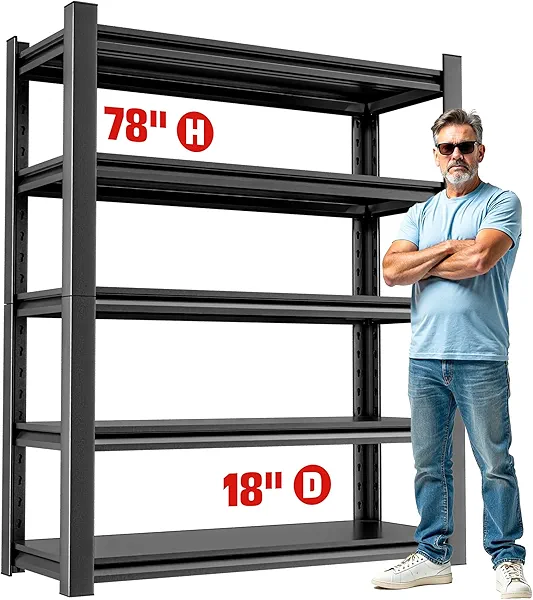 OLLRRACT Heavy Duty Garage Shelf – 5 Shelf Storage Shelving Rack Organizer for Home, Workshop, or Utility Spaces, Metal Shelving Unit for Maximizing Garage Storage 18" D x40 W x78 H