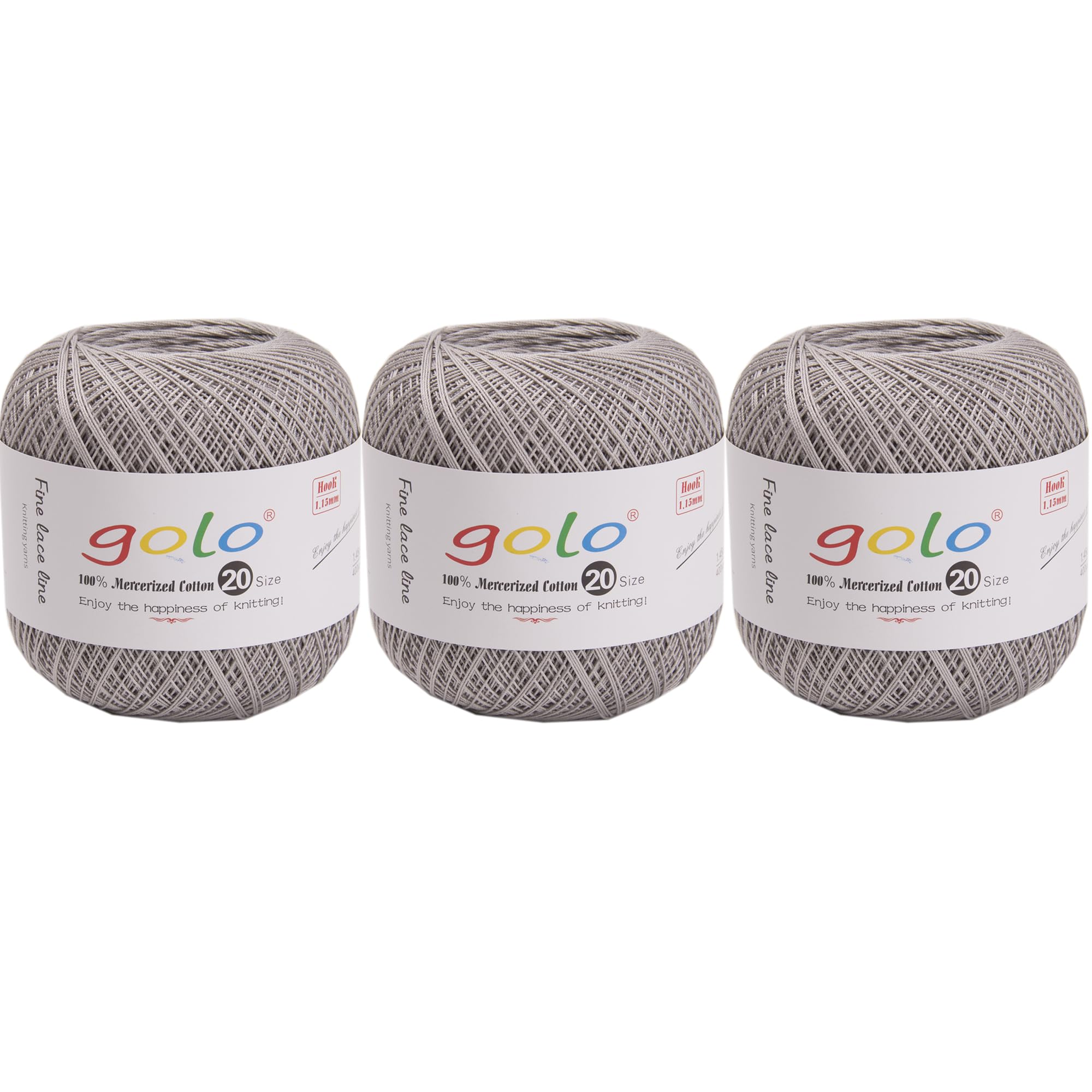 golo 3 Balls Crochet Thread Size 20 Embroidery Thread Crochet Yarn for Hand 484