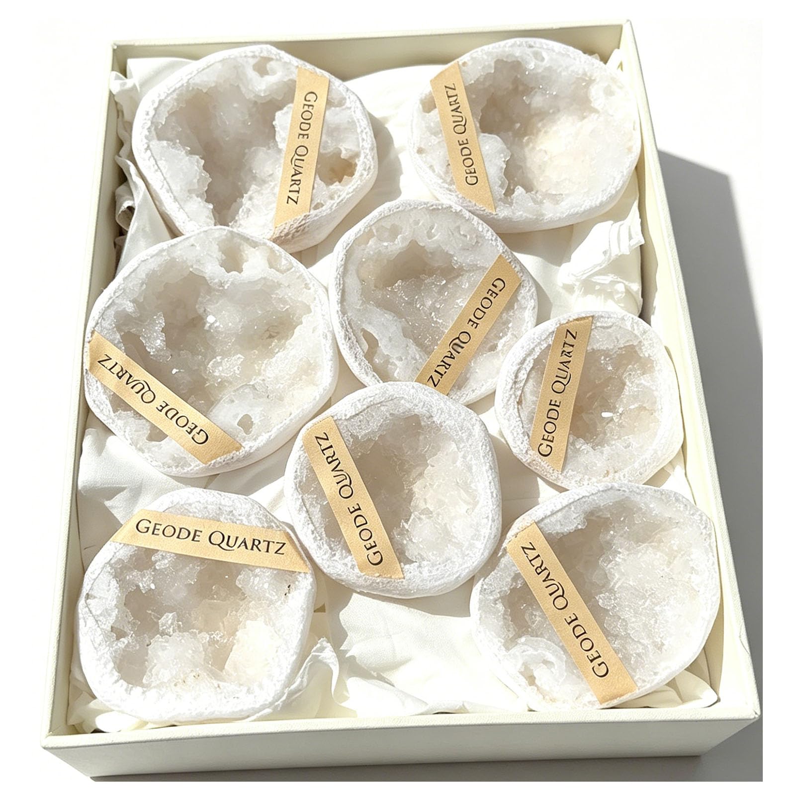 Quartz Geode Stone Natural Rock Crystal Cluster Specimen for Reiki Healing