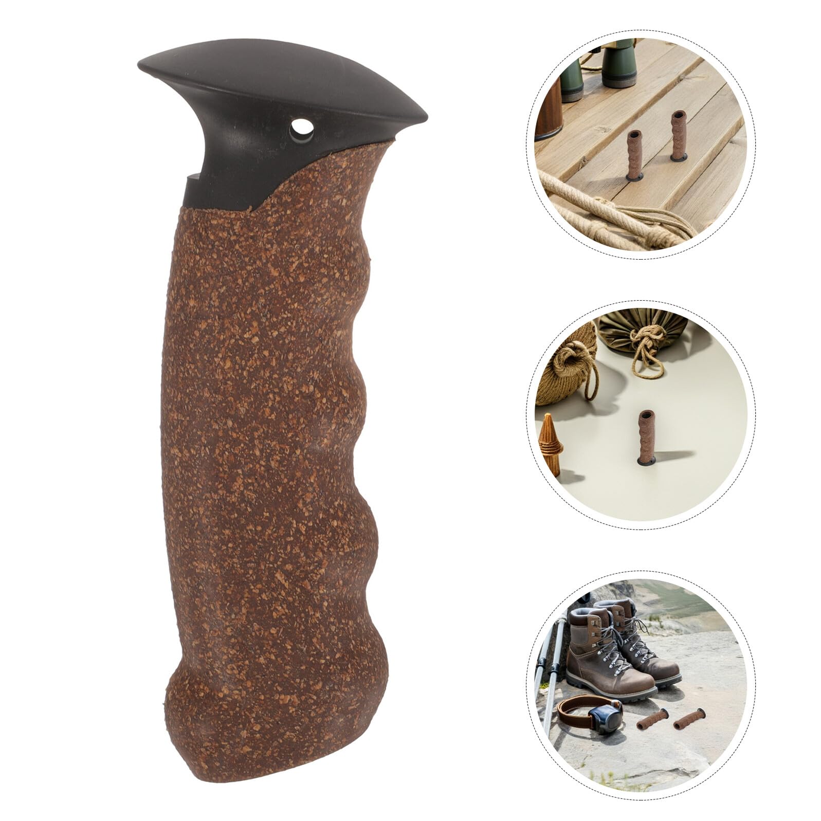 Lot de 5 Poignées de Remplacement Antidérapantes en Liège Naturel pour Bâtons de Randonnée et Trekking, Poignée Droite Ergonomique Jaune, Confort de Prise, Compatibles