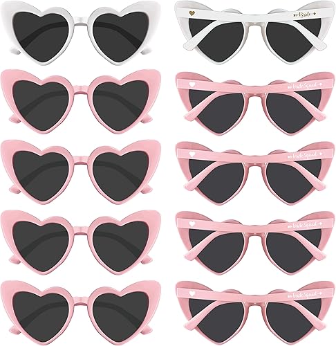 Miniatura 8 de PartyGifts&beyond Gafas de sol de despedida de soltera con forma de corazón, paquete de 10 lentes de sol para despedida de soltera