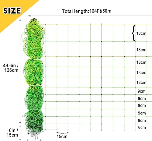 Miniatura 6 de Red eléctrica portátil de 49.6 x 164 pies para cabras, ovejas, corderos, ciervos, cerdos, perros en patios traseros, granjas, ranchos, granjas y