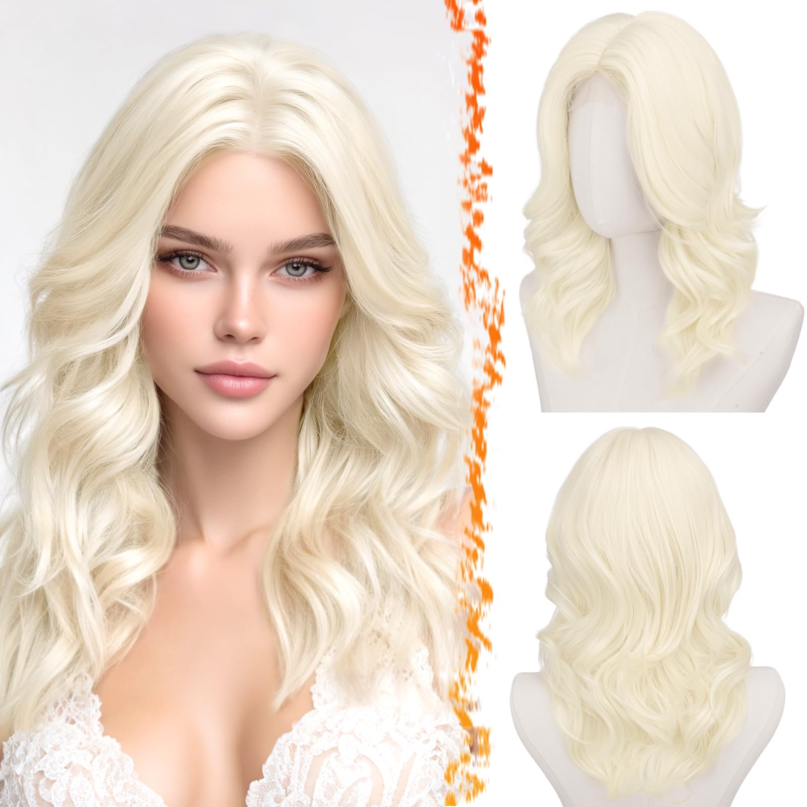 BARSDAR Short Wavy Brown Ombre Layered Wig - Shoulder Length Wavy Brown Wigs for Women - Short Loose Wave Textured Layered Wig with Face-Framing Curtain Bangs Soft Synthetic Natural Looking Daily — view 16