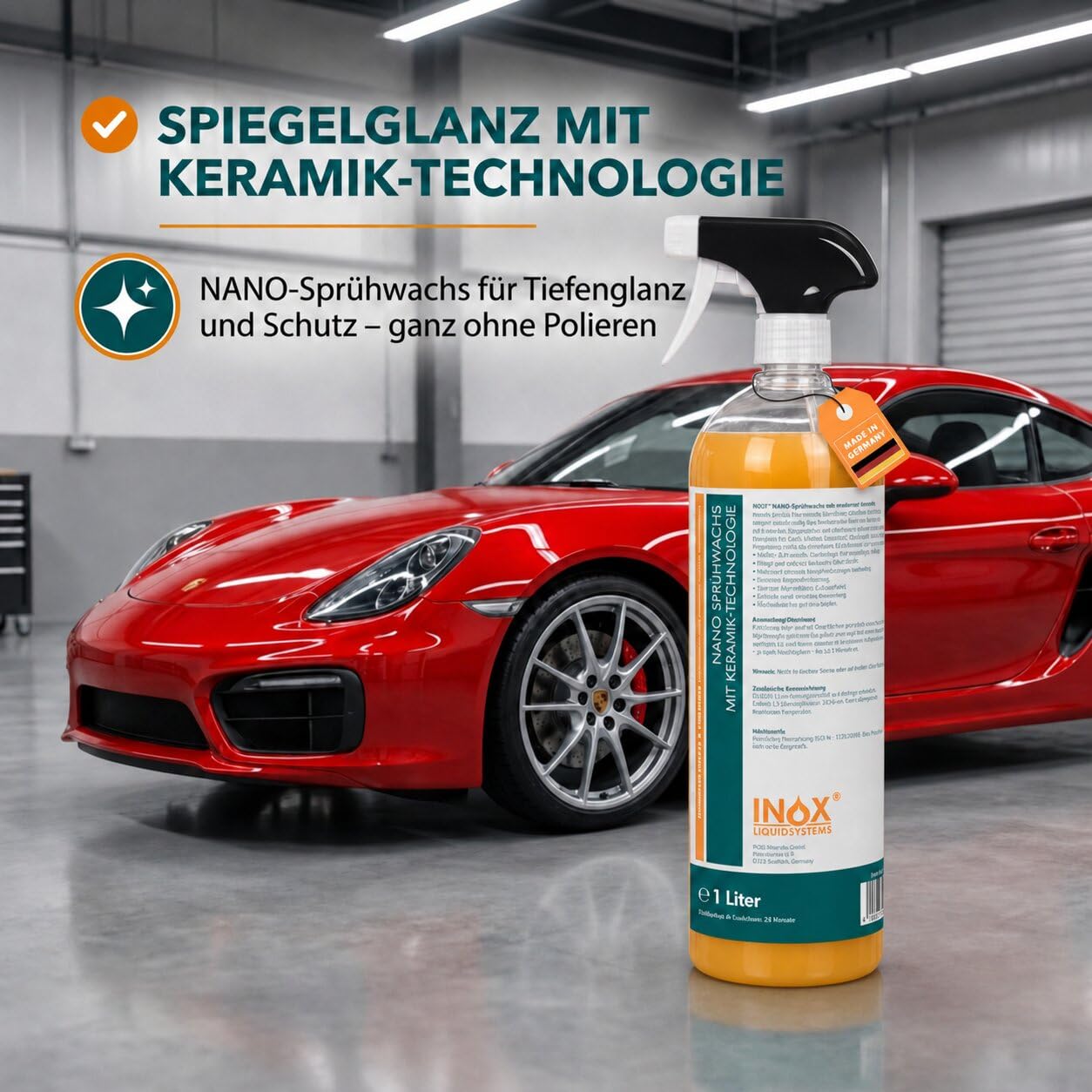 INOX® - Premium Sprühwachs 6x1L Spray mit sofort Abperleffekt | Spray Wax Autopflege Versiegelung | Lackpflege und Sprühversiegelung | Glanz & Schutz für alle Lacke