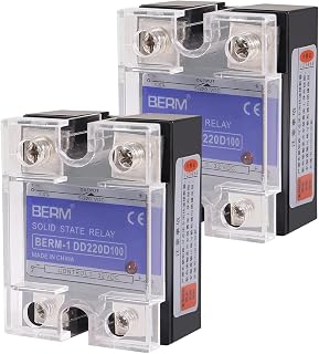 2-Pack State Relay SSR-100DD DC to DC Input 3-32VDC to Output 5-240VDC 100A Single Phase Plastic Cover for Industrial Automation Devices, Motor Control, Safety Systems