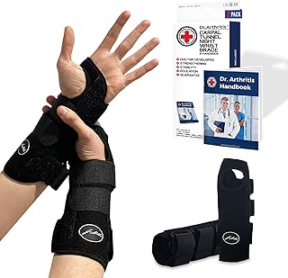 Doctor Developed Carpal Tunnel Wrist Brace - Wrist Support Brace - Carpal Tunnel Wrist Brace for Sleeping - Wrist Splint for Carpal Tunnel Relief - Medical Device & Handbook (2-Pack)