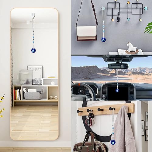 Miniatura 5 de Adorno colgante de auto de mal de ojo, dije de ojo azul malvado para espejo retrovisor de automóvil, adorno turco hecho a mano, amuleto colgante de