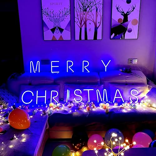 Miniatura 4 de Luces de letras LED de neón, gran tienda de campaña azul luces de letras con batería o luces luminosas alimentadas por USB, decoración de pared,
