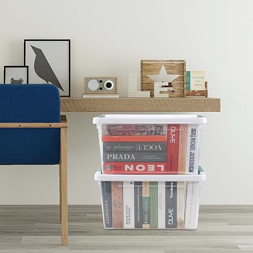 Miniatura 6 de Quickquick - Bolsa de almacenamiento transparente de 36 cuartos de galón, contenedor de almacenamiento de plástico con tapa con pestillo, 6 paquetes