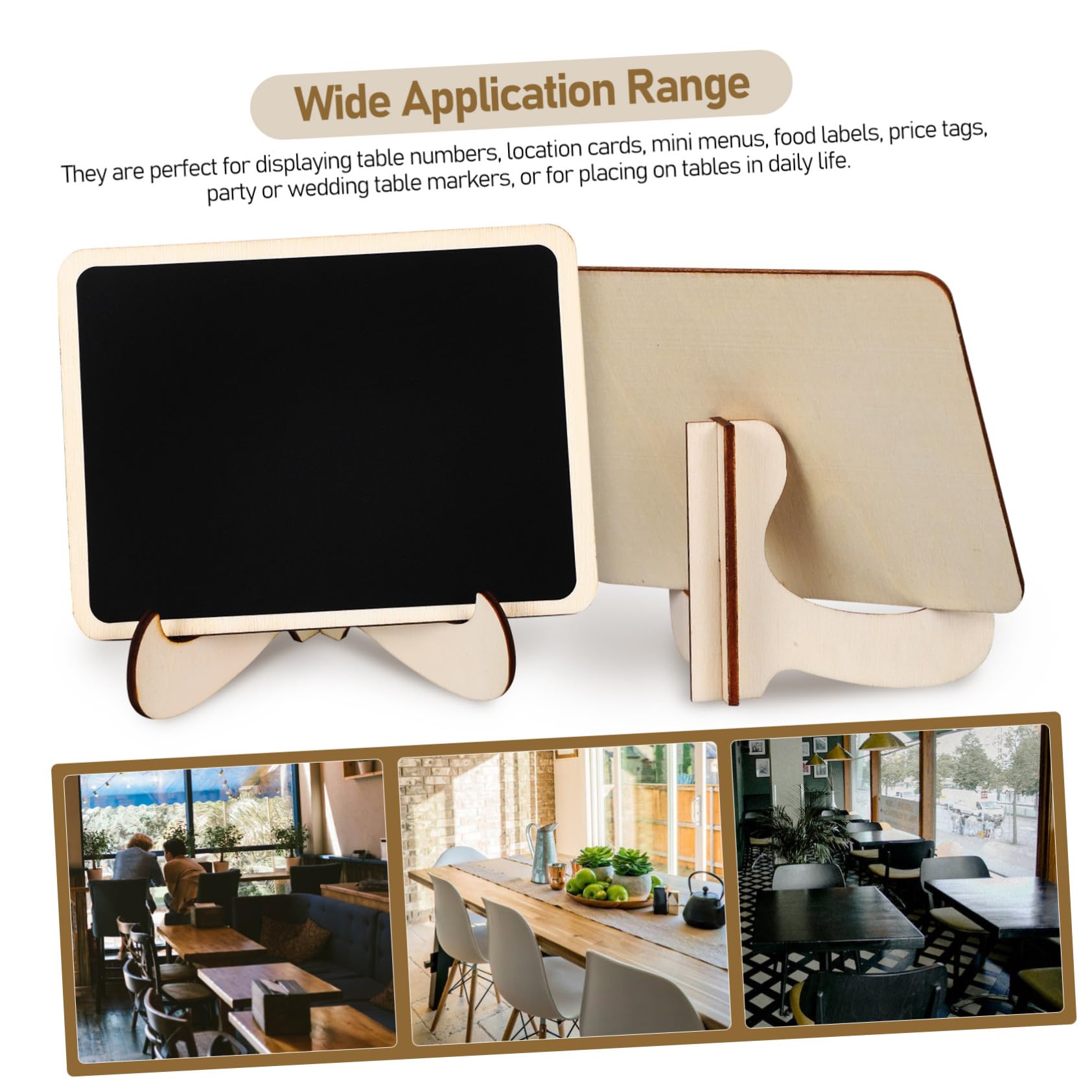 Angoily 2 Ensembles Mini Ardoises Rectangulaires Bois avec Support Étiquettes Effaçables pour Buffet et Fêtes Lot de Tableaux Noirs avec Craies et Stickers Décoration et