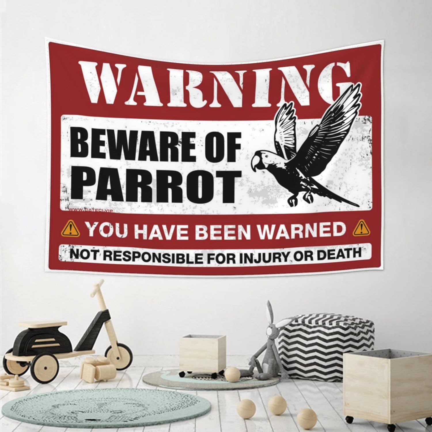 Home Decor Men Beware Of Parrot Tapestry Tapsterys Wall Large Tapestry(75X100CM)