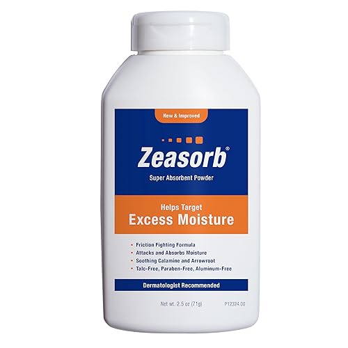 Zeasorb Polvo superabsorbente para pies y cuerpo con control de humedad excesivo, recomendado por dermatólogos, fórmula de lucha contra la fricción