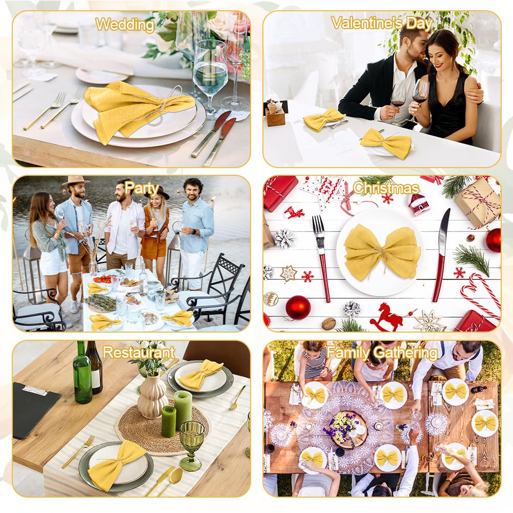 Tovaglioli in cotone, set da 12 tovaglioli in tessuto giallo senape, tovaglioli in cotone, 43 x 43 cm, tovaglioli in cotone, riutilizzabili, per compleanni, feste di famiglia, feste