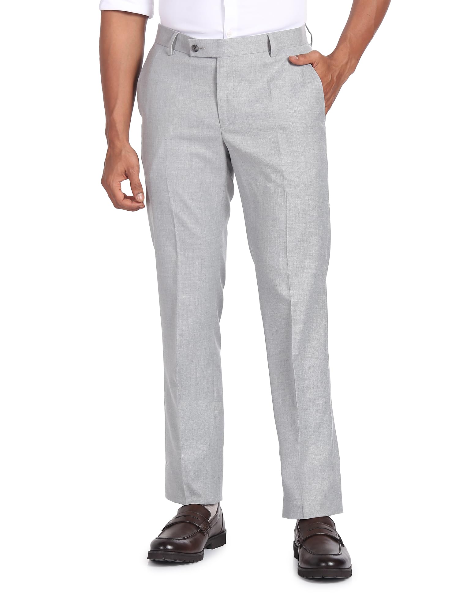arrow Men Regular fit Polyester HeatheredMid-Rise waistTrousers-picture-25