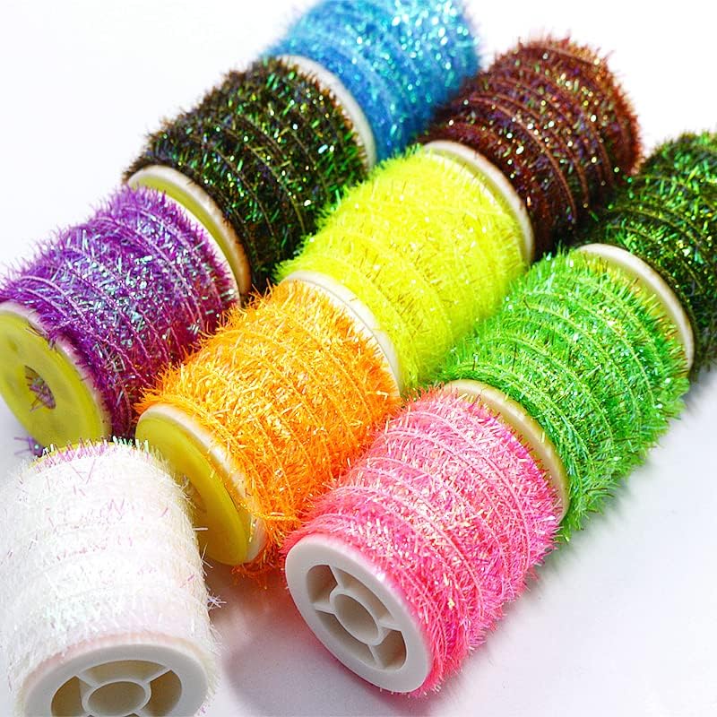 Fly Tying Chenile Yarn 10 Colors Pearlescent Flat Cactus Chenille Spooled Fly Tying Materials