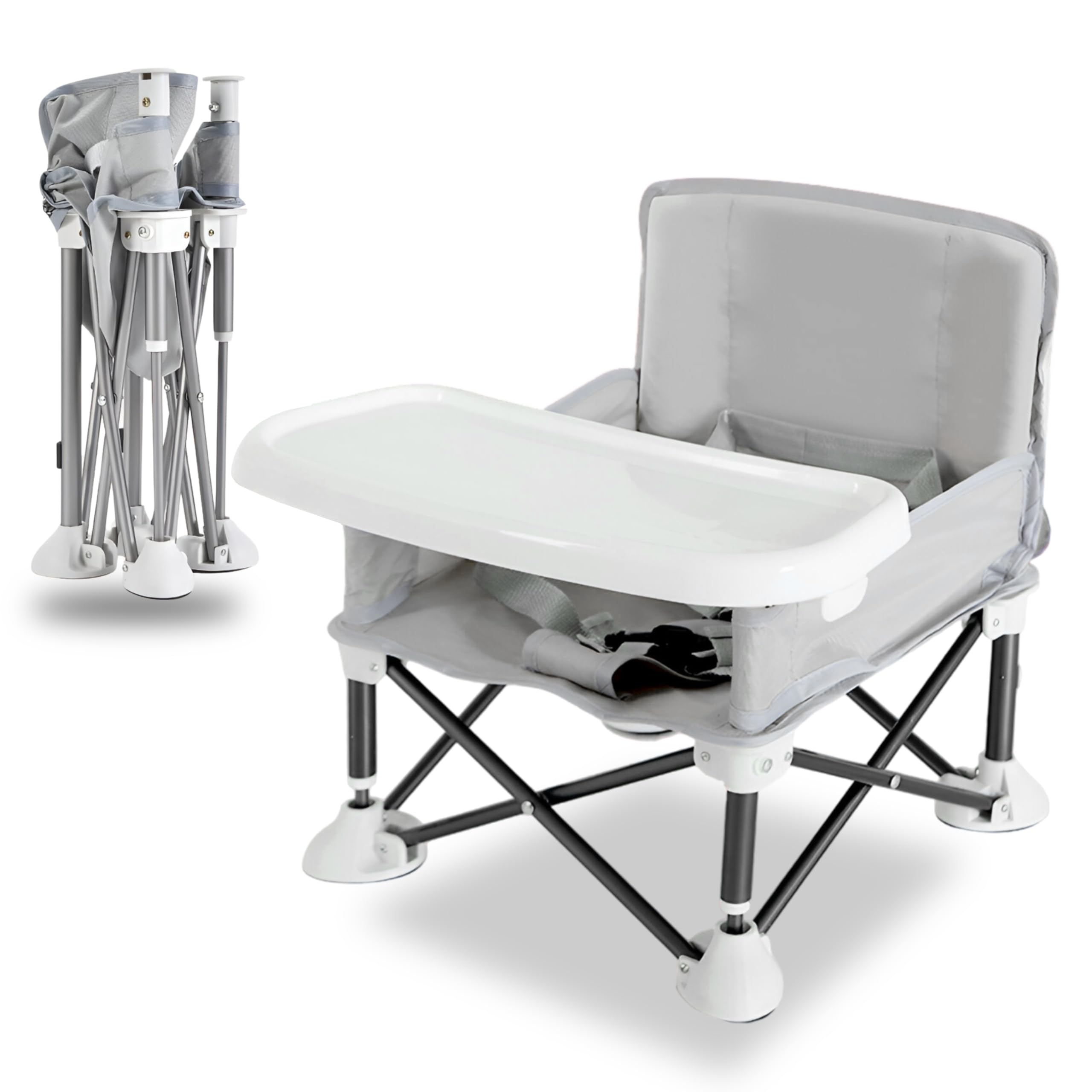 Bembika Dining Chair for Baby Feeding Multipurpose Bbay Booster Dining Chair for Toddlers with Safety Belt and Meal Tray |6 Months to 3 Years | Grey-image-46