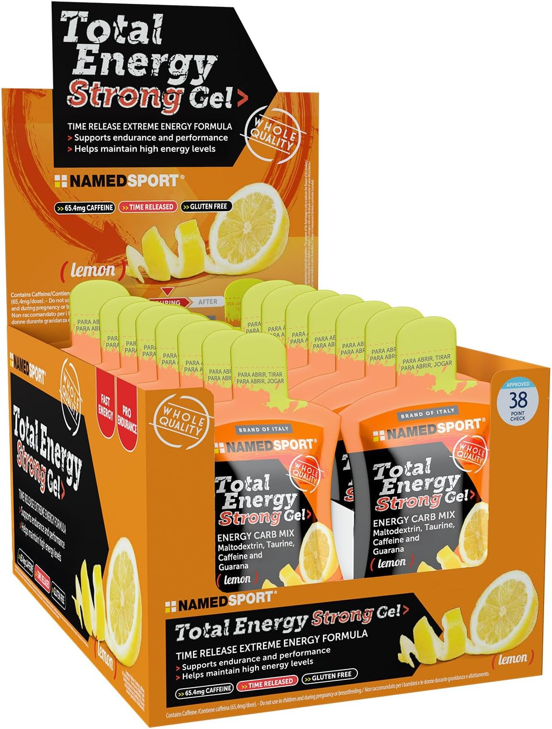 NAMEDSPORT SUPERFOOD Total Energy Strong Gel, Lemon Flavour, Box of 24 x 40ml sachets