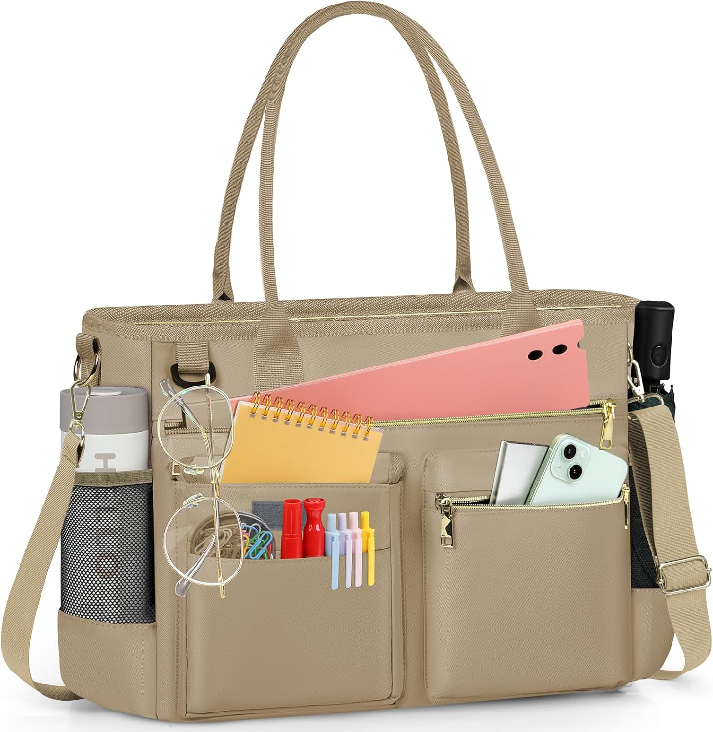 RAINSMORE Laptop Bag for Women 15.6 Inch Work Teacher Tote Nurse Bag Professional Laptop Tote Computer Messenger Shoulder Bags Large Handbag Business Office Work Briefcase