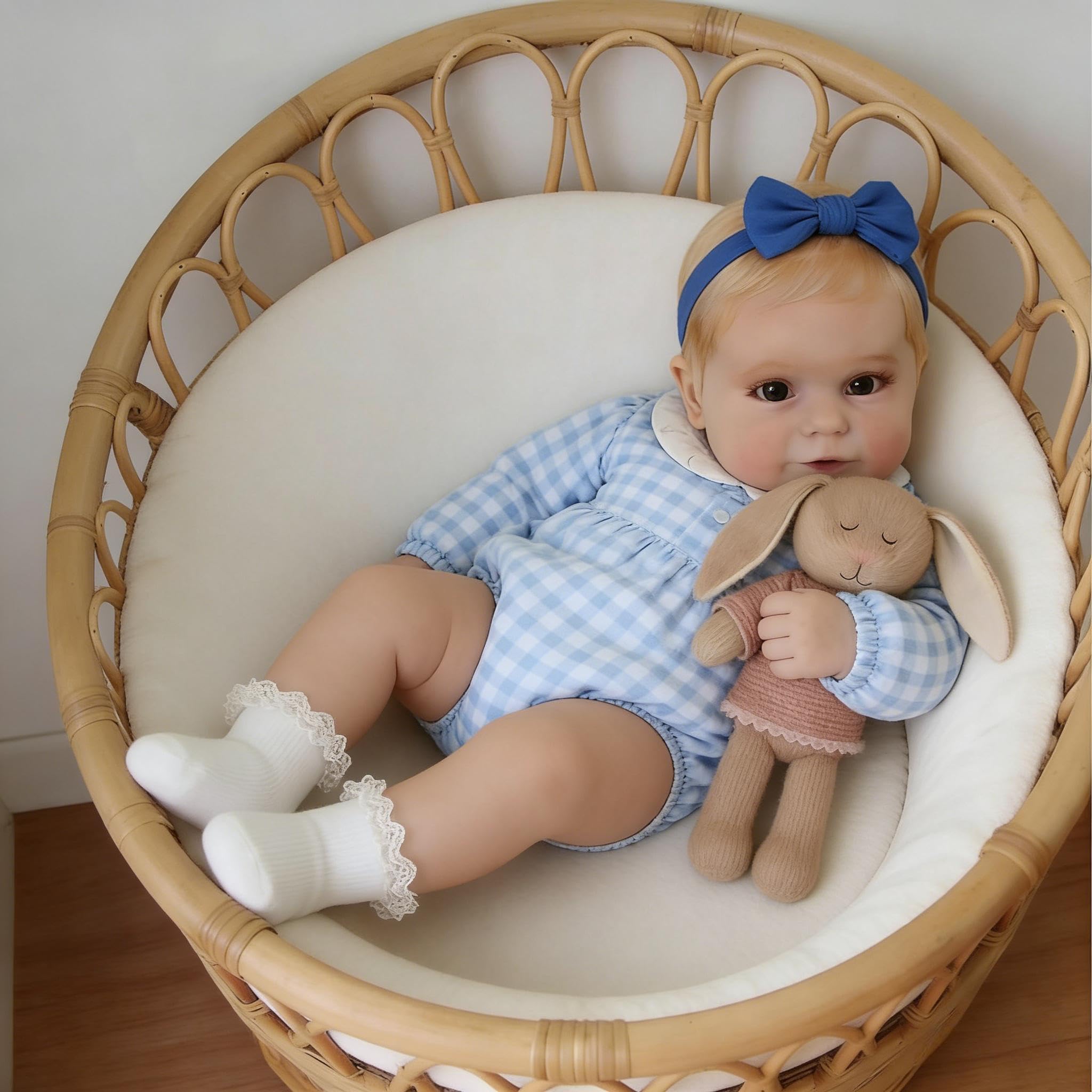 RXDOLL 50CM Reborn Baby Mädchen Vollvinyl, Reborn Baby Vollsilikon Lebensecht, Lebensechte Babypuppen, Puppe Wie Echtes Babys, Reborn Puppen Lebensecht Mit Zubehör