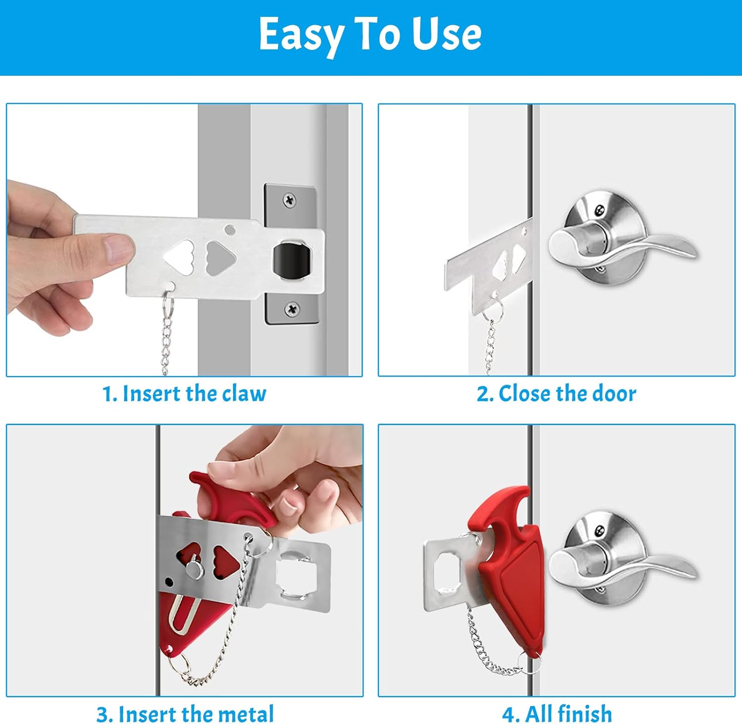 SNAIL GARDEN 2Pack Portable Door Lock & 1 Pack Sliding Window Lock, Portable Home Security Door Locker Home Security Travel Lockdown for Additional Safety and Privacy in Hotel Home Apartment School