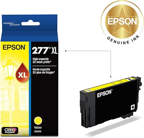 Miniatura 2 de EPSON 277 Cartucho amarillo de alta capacidad de tinta Claria Photo HD (T277XL420-S), funciona con Expression Photo XP-850, XP-860, XP-950, XP-960,