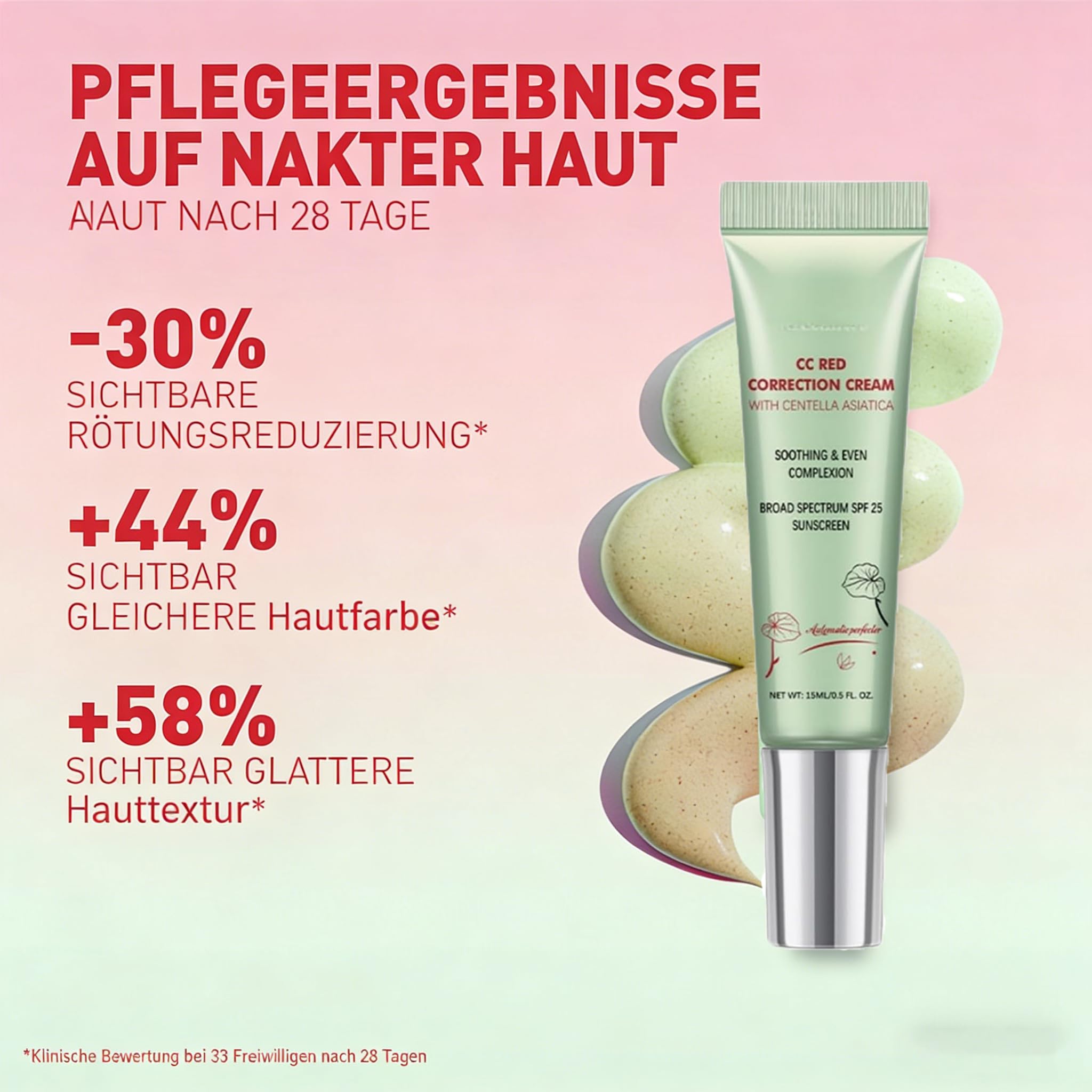 CC Red Correct hautausgleichende Pflege - Hautausgleichende Pflege mit Hochdeckender Korrektur, Farbkorrektur bei Unreinheiten, Leicht & Nicht Fettend, Feuchtigkeitsspendend