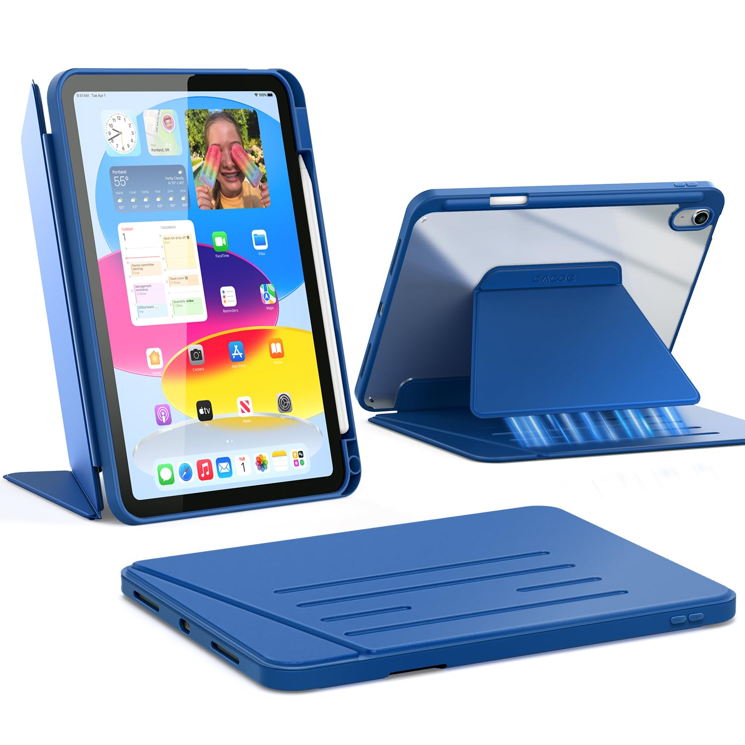 CACOE Hülle für iPad (A16) 11. /10. Generation (2025/2022) mit stifthalter | Mehrwinkel Magnetische Ständer Hülle für iPad 11/10 Gen 11/10.9 Zoll,Navy