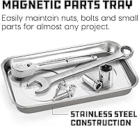 Vista 2 de Powerbuilt 648357 - Bandeja magnética de piezas de 5-1/2 pulgadas x 9-1/2 pulgadas, bandeja magnética de acero inoxidable pulido con doble